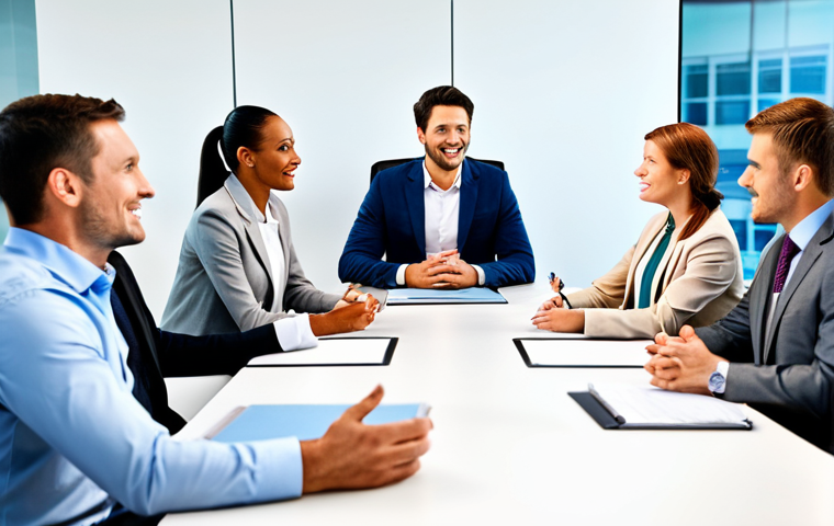 Effective Communication in the Workplace**

"A diverse group of professionals in a modern office setting, engaged in a productive meeting around a conference table, fully clothed, appropriate attire, safe for work, perfect anatomy, natural proportions, professional photograph, bright and positive lighting, showcasing active listening and clear communication, professional, modest, family-friendly."

**