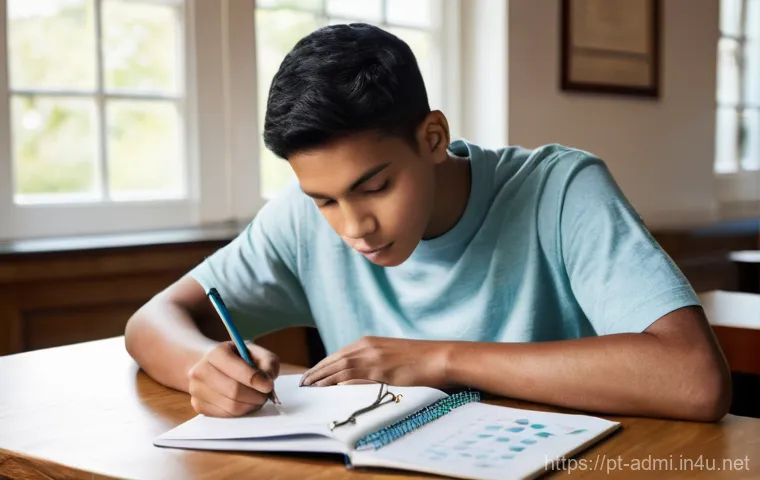 행정사 시험 최단 시간 합격 노하우 - **Prompt 1: The Focused Student with a Study Treasure Map and Dynamic Schedule**
A bright, wide-...