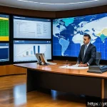 Home 21 행정사와 노무사의 차이점 - A professional public administrator in a modern Brazilian government office, working at a large desk...